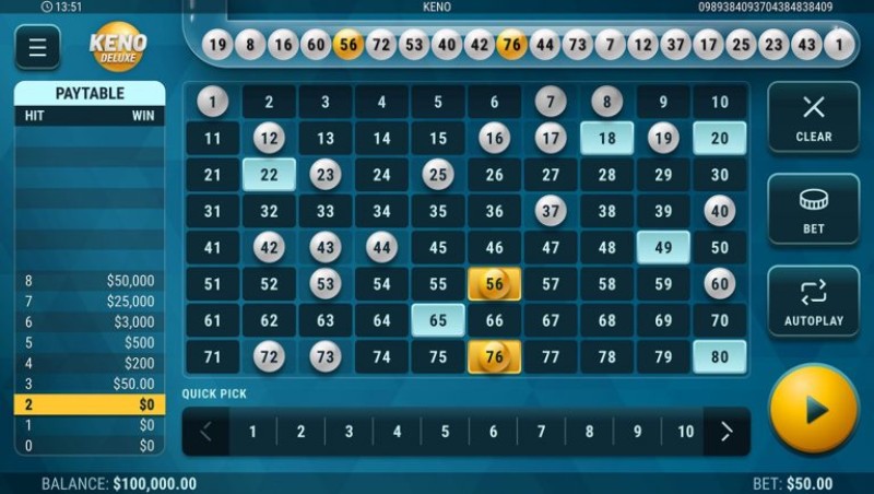 Phương thức chọn số cơ bản trong game Keno ONBET
